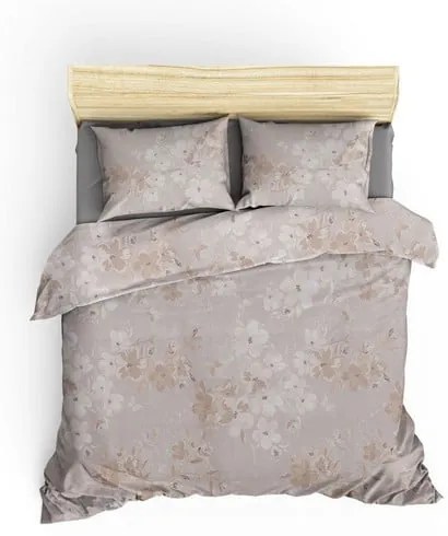 Biancheria da letto beige in cotone per letto matrimoniale/letto allungato con lenzuolo 200x220 cm Elena - Mijolnir