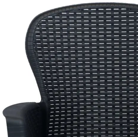 Set da Bistrò 3 pz in Plastica Stile Rattan Antracite