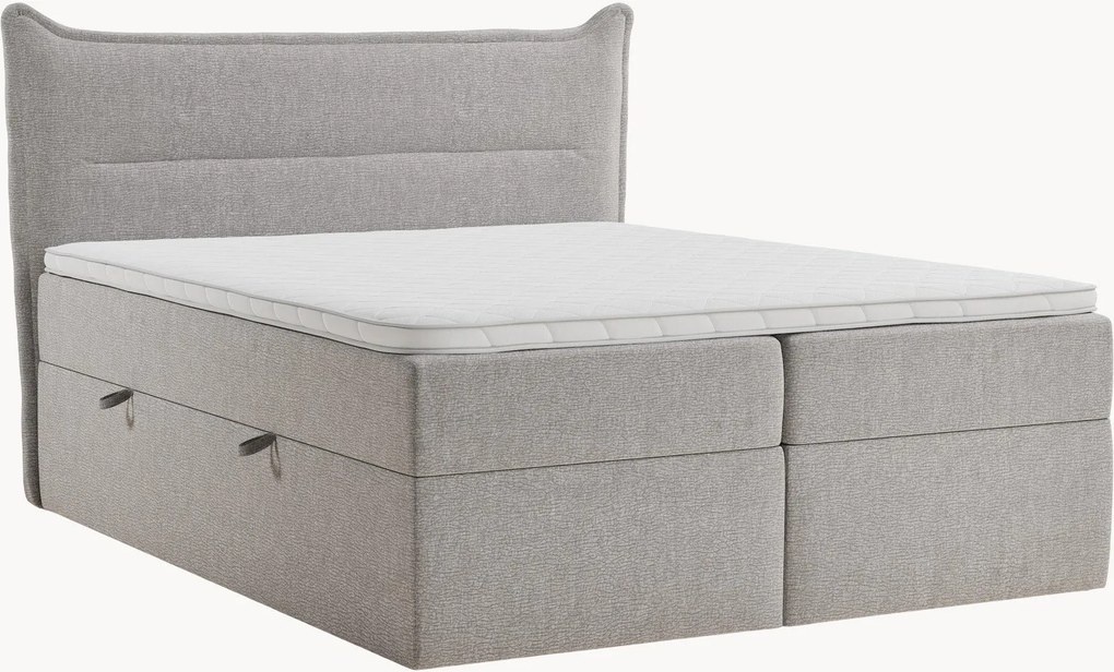 Letto boxspring in ciniglia fatto a mano con contenitore Rialta, H3