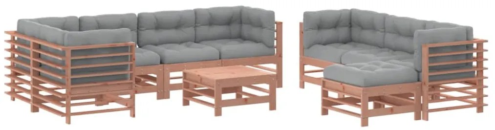 Set divani giardino 10pz con cuscini legno massello di douglas