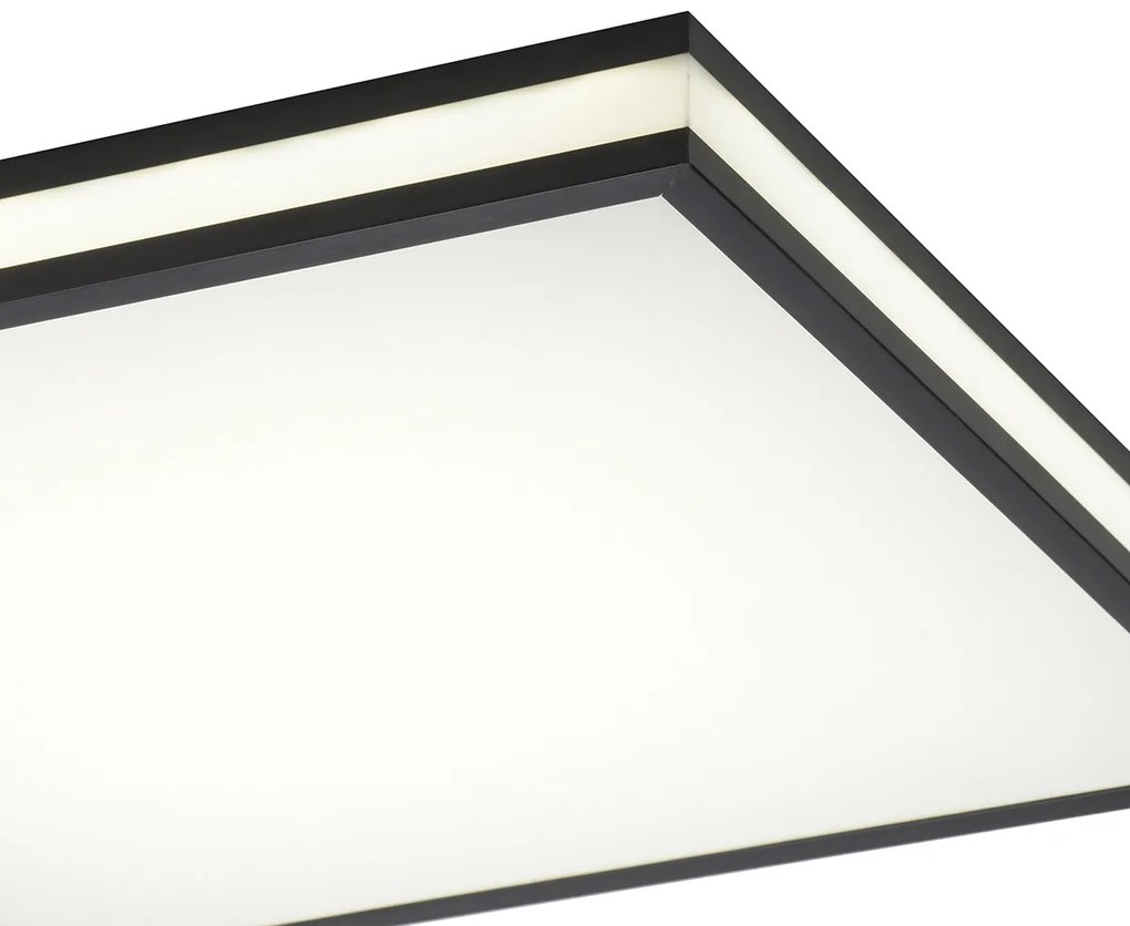 Lampada da soffitto quadrata nera con LED RGBW con telecomando - Trafalgar