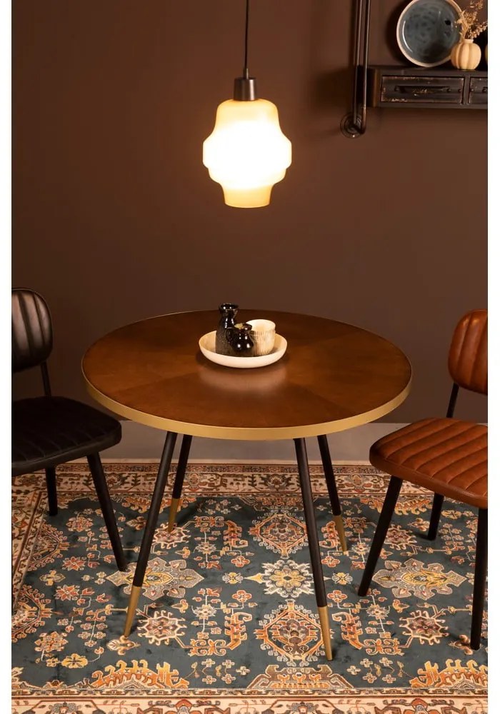 Tavolo da pranzo rotondo con piano in noce ø 91 cm Denise - White Label