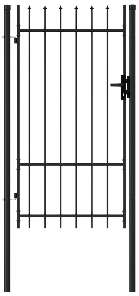 Cancello A Singola Anta Con Punte İn Acciaio 1x1,75 M Nero /