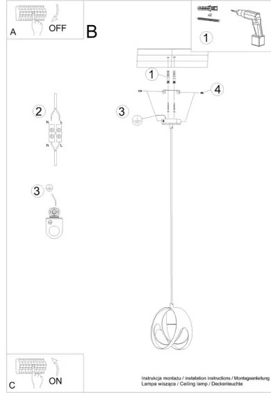 Sollux SL.1083 - Lampadario su corda TULOS 1xE27/60W/230V bianco