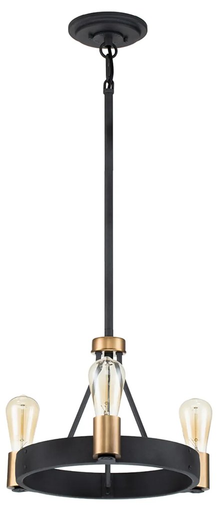 Lampadario Industrial Nordico Silas Acciaio Zinco Antico Ottone 3 Luci E27