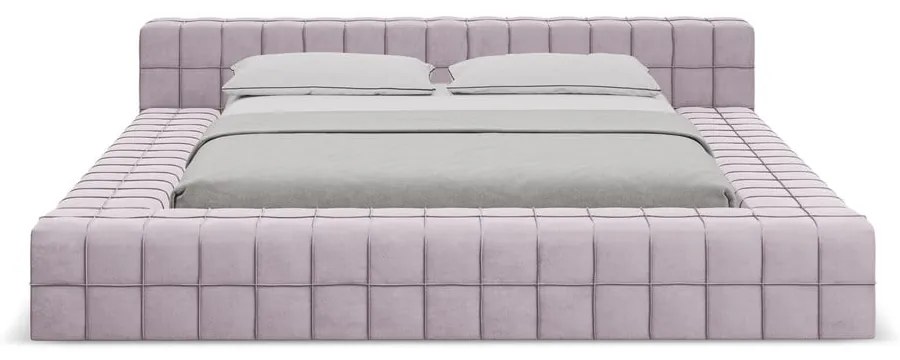 Letto matrimoniale imbottito in lavanda con griglia 160x200 cm Akela - Makamii
