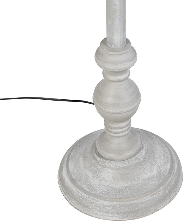 Lampada da terra con paralume in lino marrone 45 cm - Classico