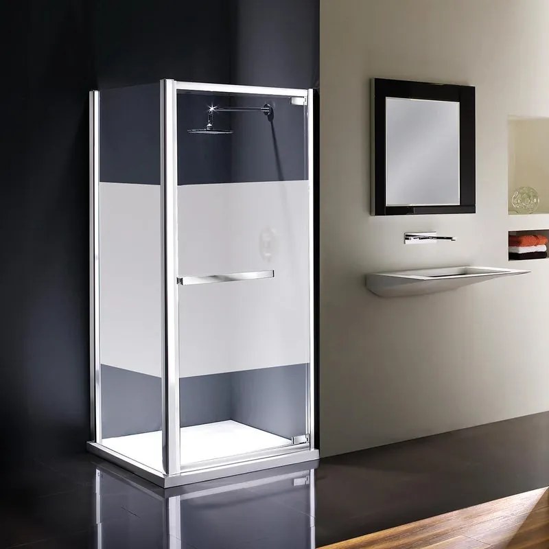 Porta doccia battente L 95-100 cm x H 195 cm per nicchia in vetro trasparente SP. 8 mm, profilo lucido cromo, serie Namara