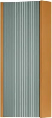 Pensile bagno Niwa cannettato laccato opaco senape con vetro verde timo, 1 anta P17 x L30 x H78.5 cm