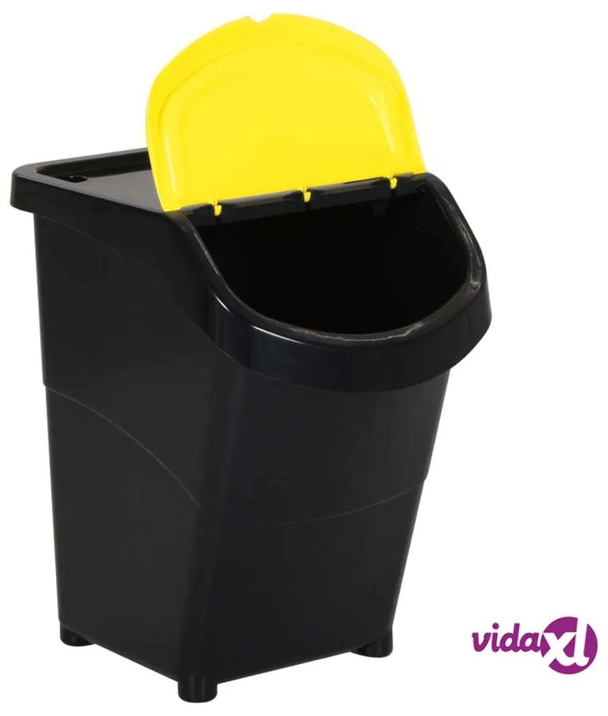 vidaXL Cestini per Rifiuti Impilabili con Coperchi 3pz Neri PP 120L
