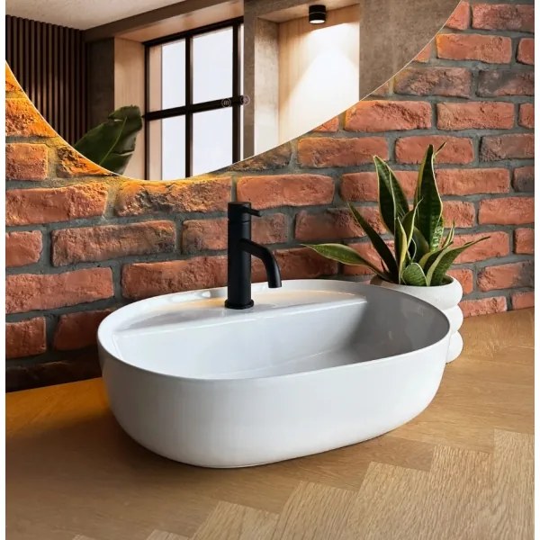 REA-U4620 - Lavabo da appoggio AURA 38,5x50,5 cm ceramica/bianco lucido