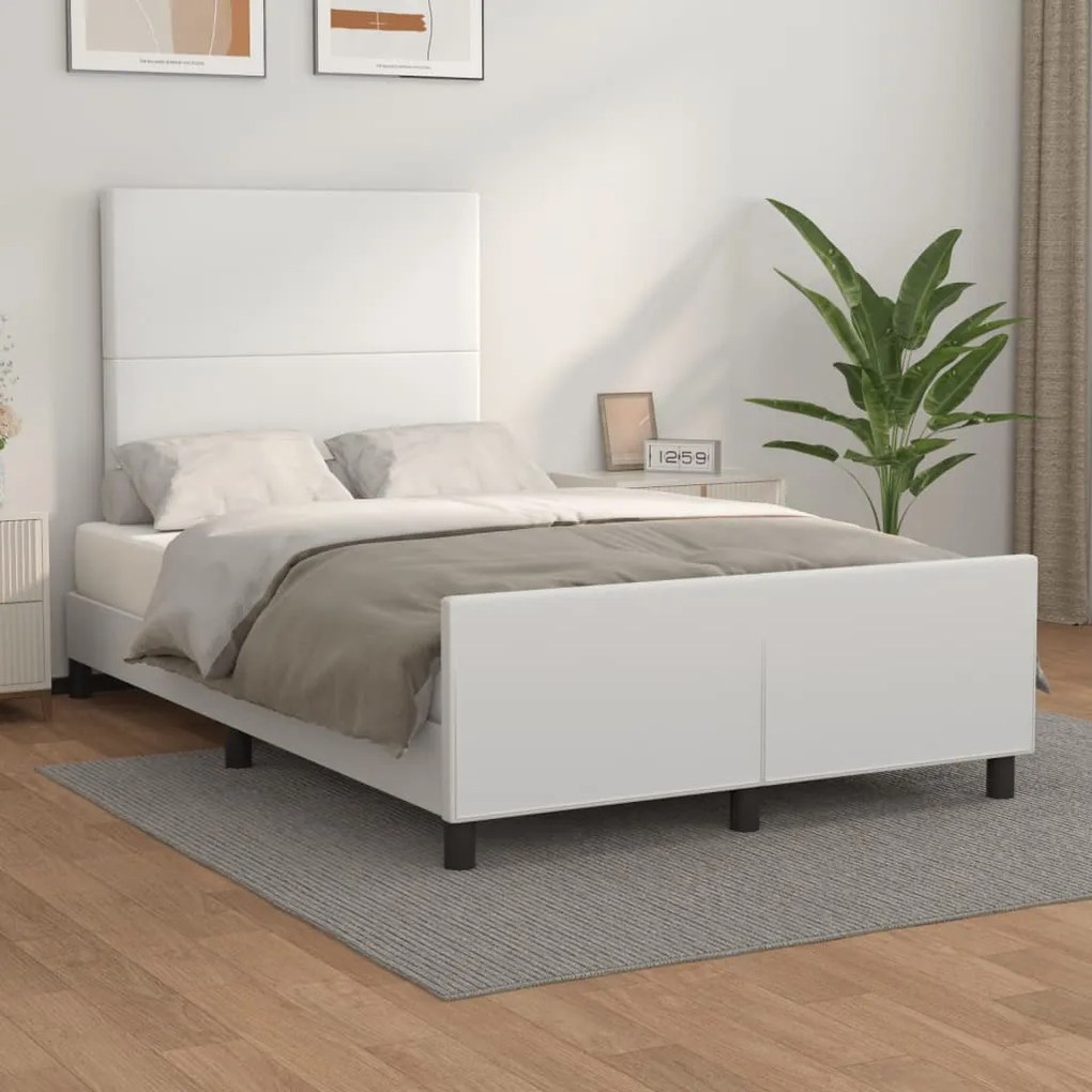 Giroletto Con Testiera Bianco 120x200 Cm İn Similpelle /