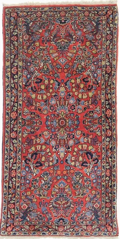 Sarouk Tappeto 60 x 120 Rosso (Iran) Annodato A Mano