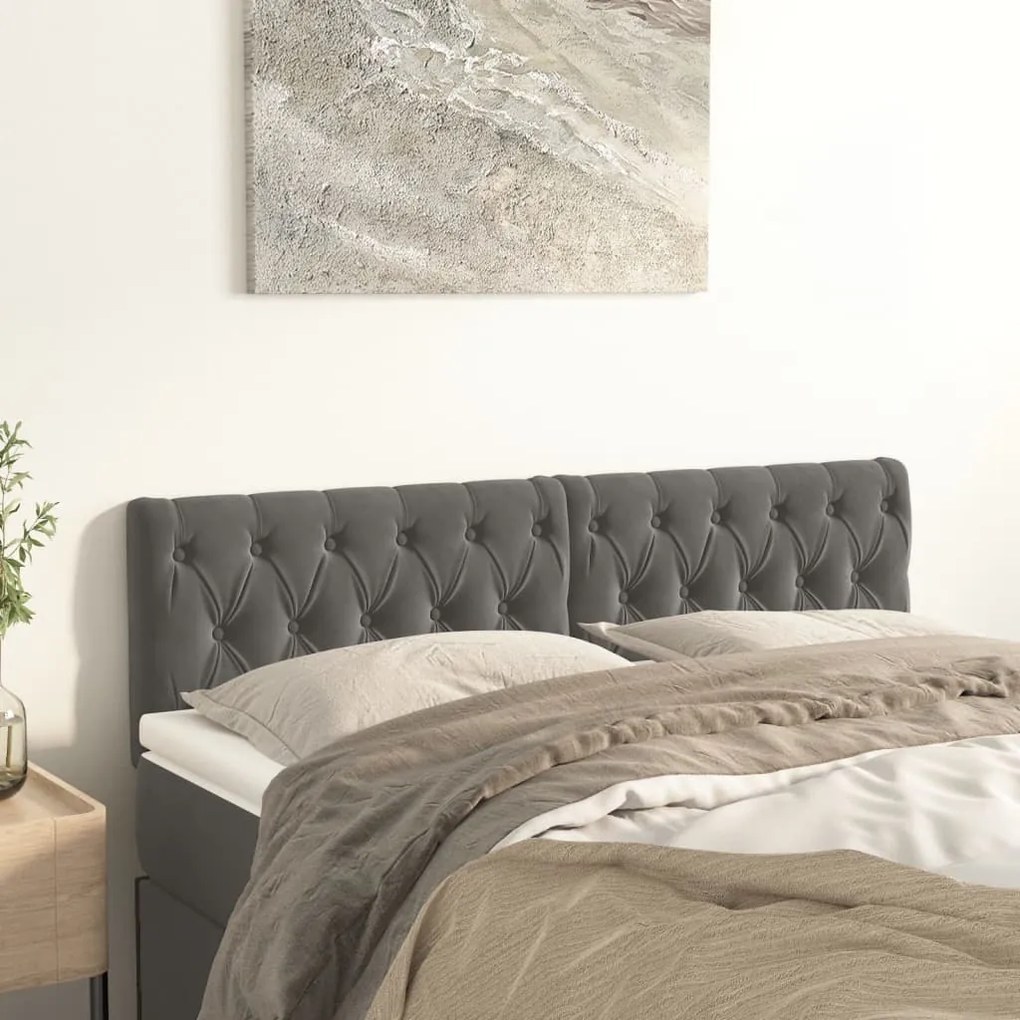 Testiera 2 Pz Grigio Scuro 80x7x78/88 Cm İn Velluto /