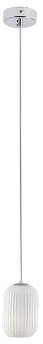 Lampadario Glamour Rebecca cromo paralume bianco E27 Ø30cm NOVECENTO