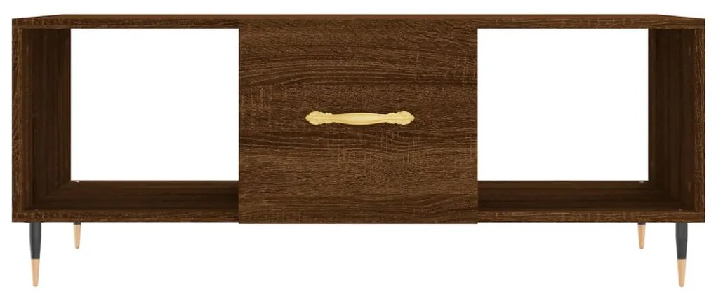 Tavolino salotto rovere marrone 102x50x40 cm legno multistrato