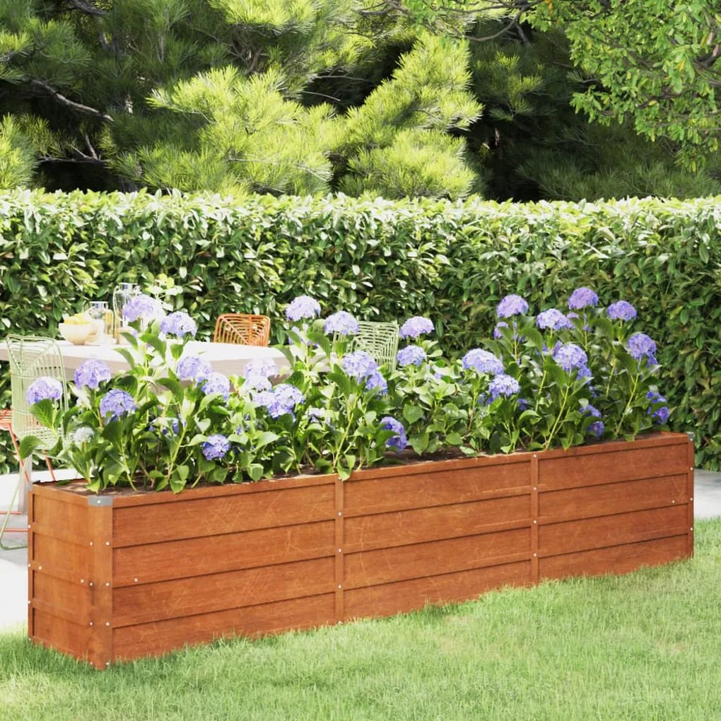 Letto Rialzato Da Giardino Ruggine 240x40x45 Cm Acciaio Corten /