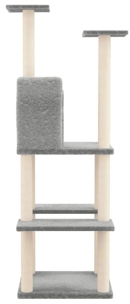 Albero per gatti con tiragraffi in sisal grigio chiaro 144,5 cm