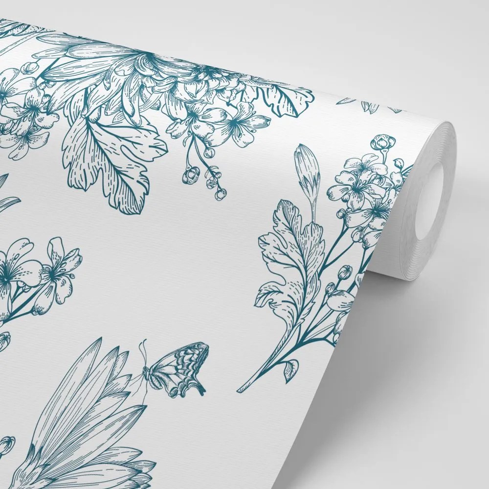 Carta da parati autoadesiva – Bouquet disegnato di fiori