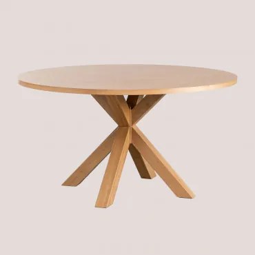 Tavolo Da Pranzo Rotondo Ø140 Cm In Mdf Pleven Legno Naturale - Sklum