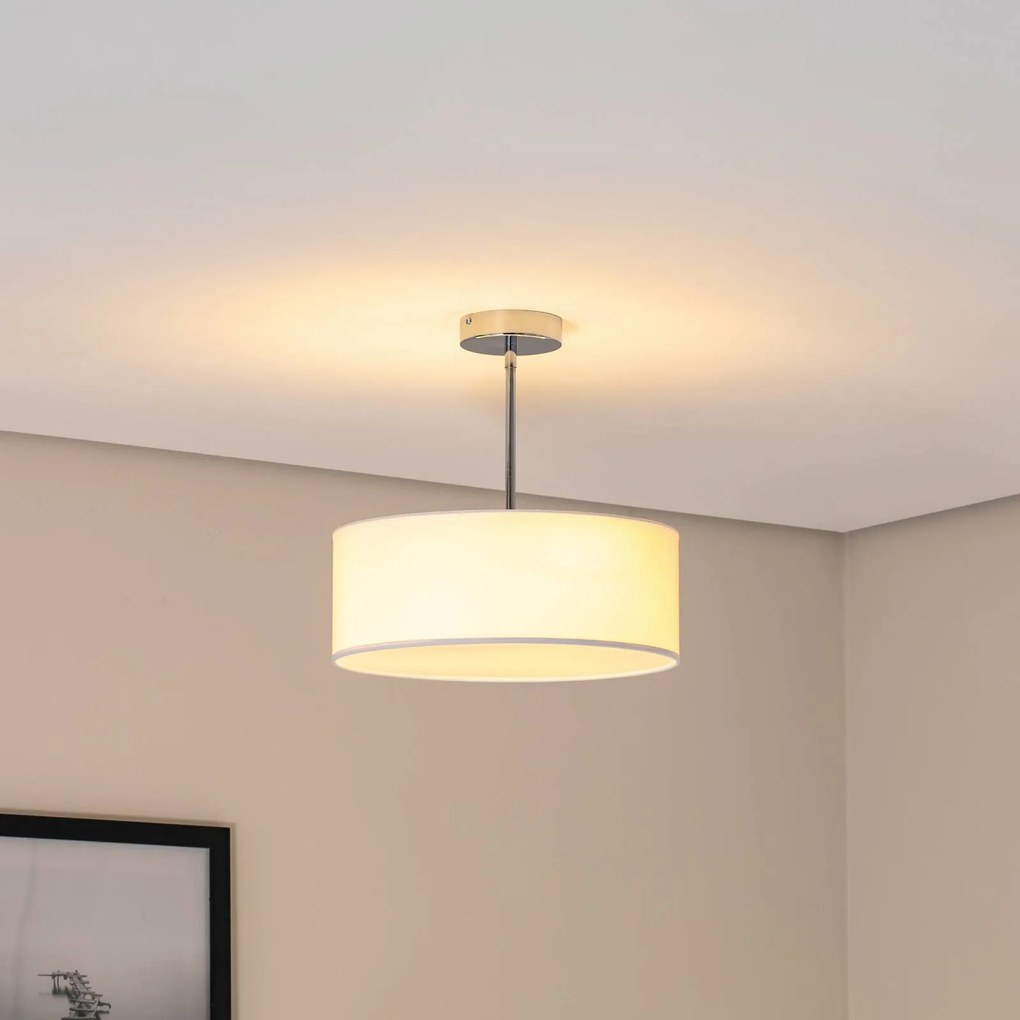 Argon Plafoniera Oja, bianco/cromo, tessuto, Ø 40 cm