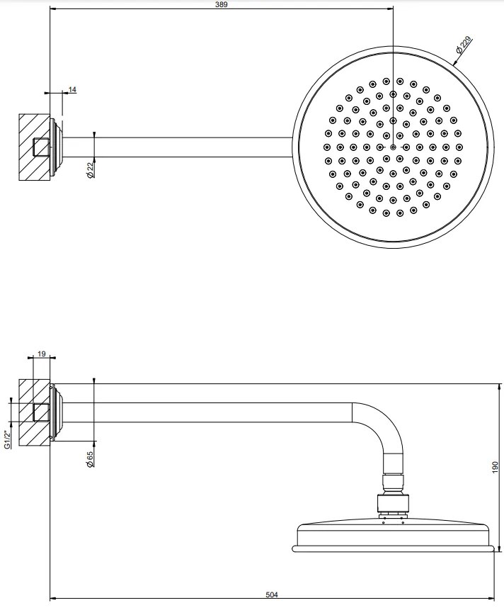 Soffione doccia tondo 20 cm a parete orientabile cromo venti20 65148 gessi