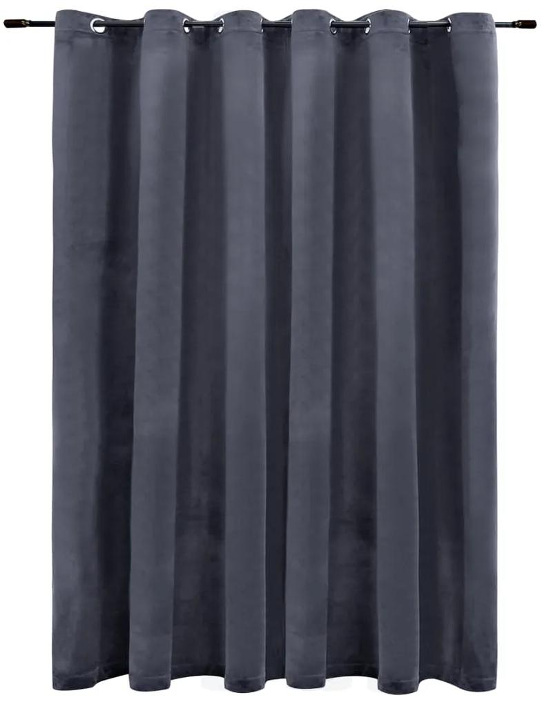 Tenda Oscurante Anelli in Metallo Velluto Antracite 290x245 cm