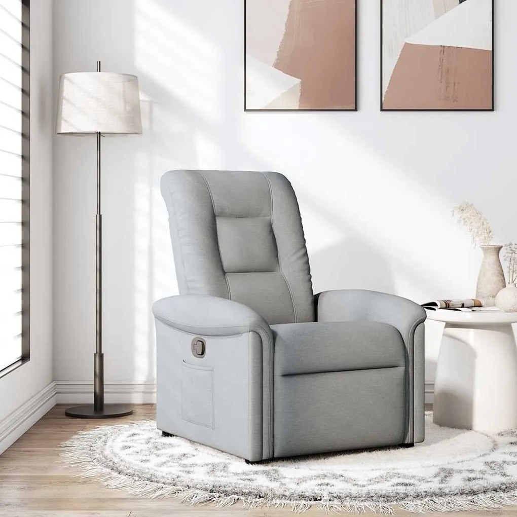 Poltrona Reclinabile İn Tessuto Grigio Chiaro /