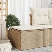 Sgabello Giardino con Cuscino Beige 55x55x37 cm in Polyrattan 366055