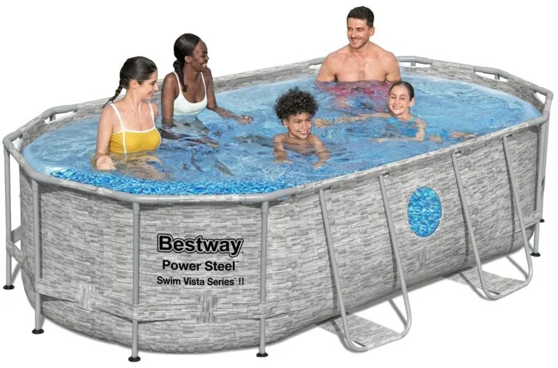 Piscina Ovale Con Telaio E Pompa Filtro 427x250x100 56714