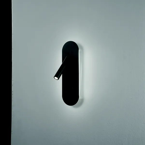 Applique LED 10 cm in metallo Nero retroilluminato con faretto orientabile PLATE