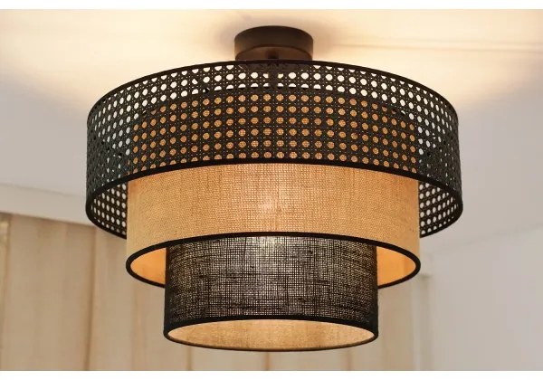 Brilagi - Lampadario DAKOTA LUNETA 1xE27/15W/230V Ø45 cm nero/rattan