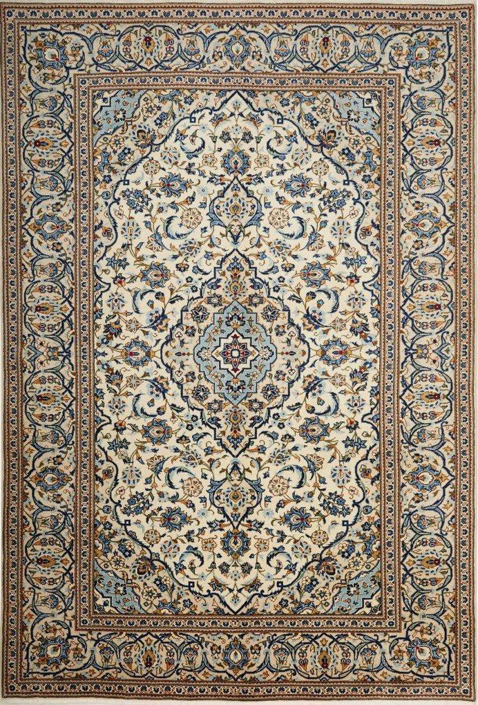 Kashan Tappeto 300x200 Beige (Iran) Annodato A Mano
