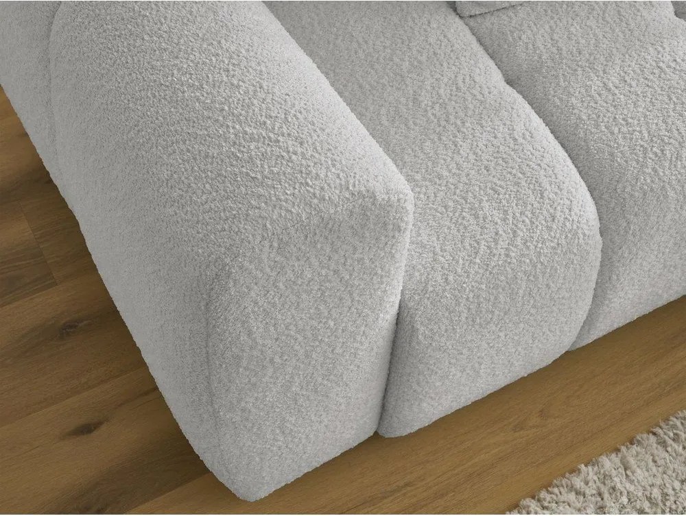 Divano angolare grigio chiaro allungabile/con contenitore (con penisola a destra/con chaise lounge) con rivestimento in bouclé Roxelane – Bobochic Paris