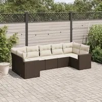 Set Divani da Giardino 7 pz con Cuscini Marrone in Polyrattan 3251730