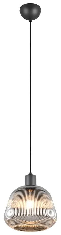 Lampadario nero con paralume in vetro ø 22 cm Tarifa - Trio