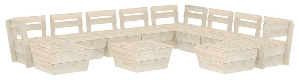 Set Divani da Giardino su Pallet 11 pz in Legno Abete Impregnato