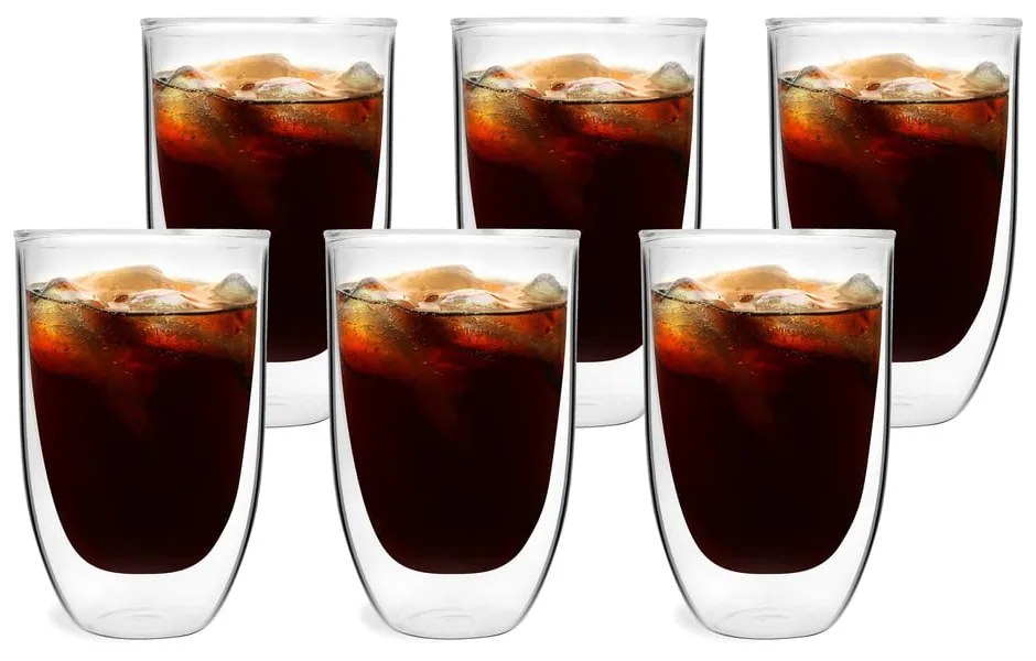 Tazze in set con parete doppia/da latte in vetro 6 pz 350 ml – Vialli Design