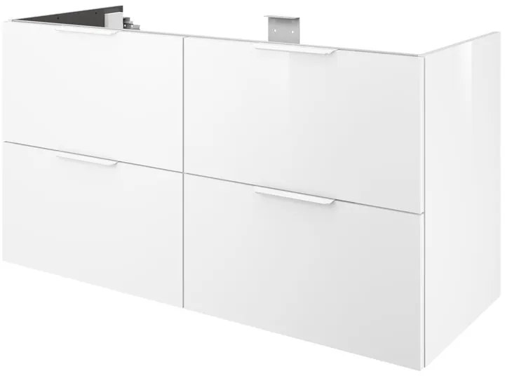 Mobile da bagno sotto lavabo SENSEA Neo bianco laccato lucido L 120 x H 64 x P 48 cm 4 cassetti, lavabo non incluso