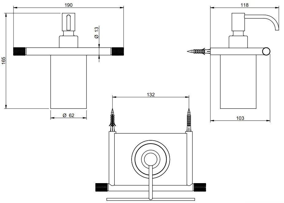 Treemme 22mm IT8341ISZZZZ dispenser portasapone liquido a muro bianco acciaio inox satinato