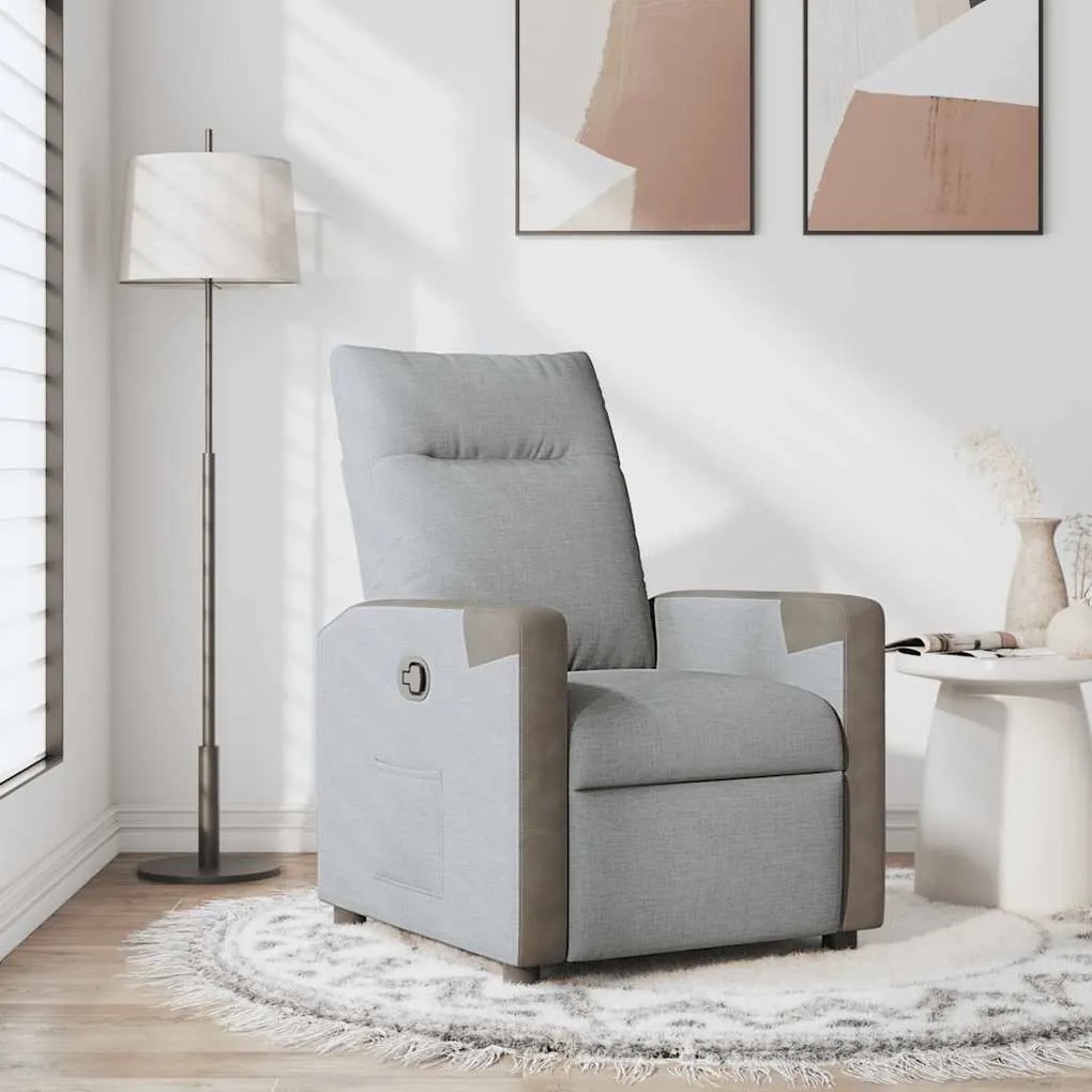 Poltrona Reclinabile İn Tessuto Grigio Chiaro /