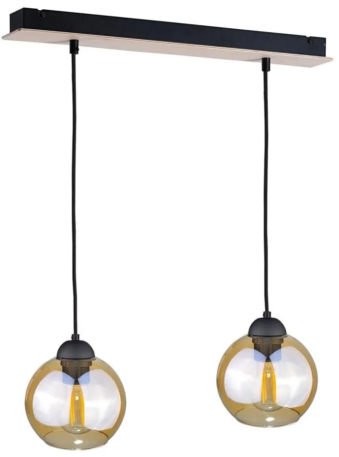 Lampadario a sospensione con filo AMBRE WOOD 2xE27/60W/230V