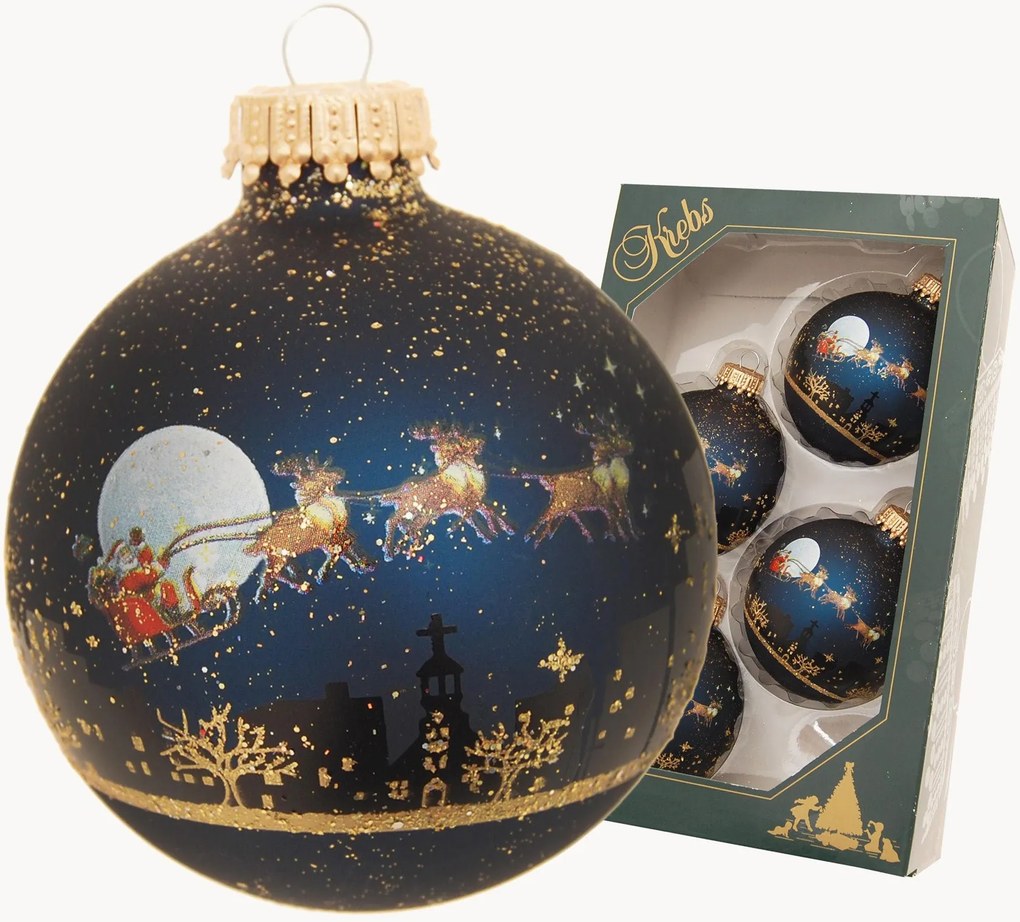Set di 4 palline di Natale dipinte a mano Midnight Before Christmas