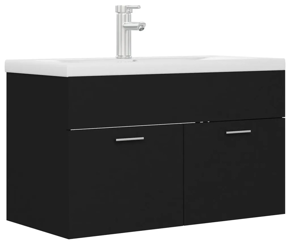 Mobile con lavabo integrato nero in legno multistrato