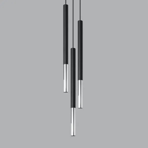 Sollux SL.0887 - Lampadario a sospensione con filo MOSAIC 3xG9/12W/230V nero/cromo