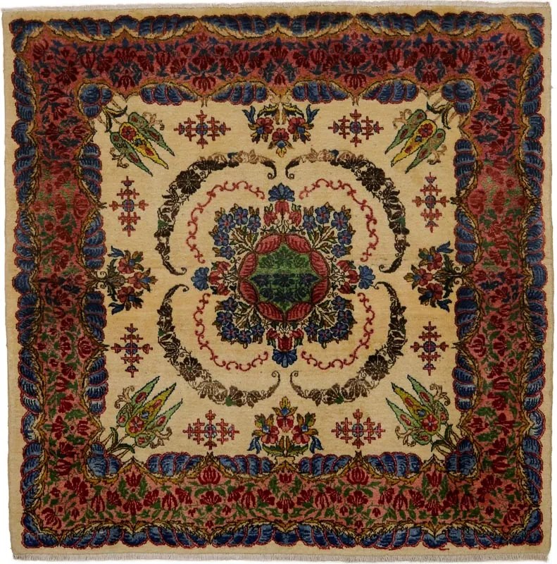 Kerman Tappeto persiano 120x120 Beige (Iran) Annodato A Mano