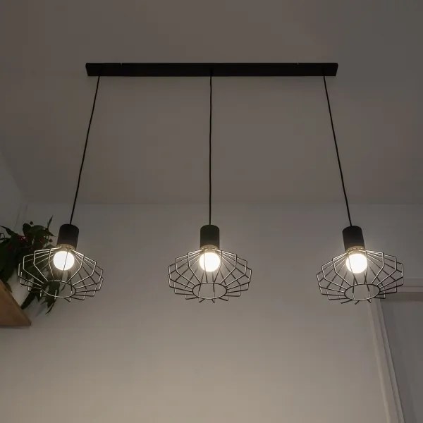 Lampadario sospeso su cavo SOLANO 3xE27/15W/230V nero/oro