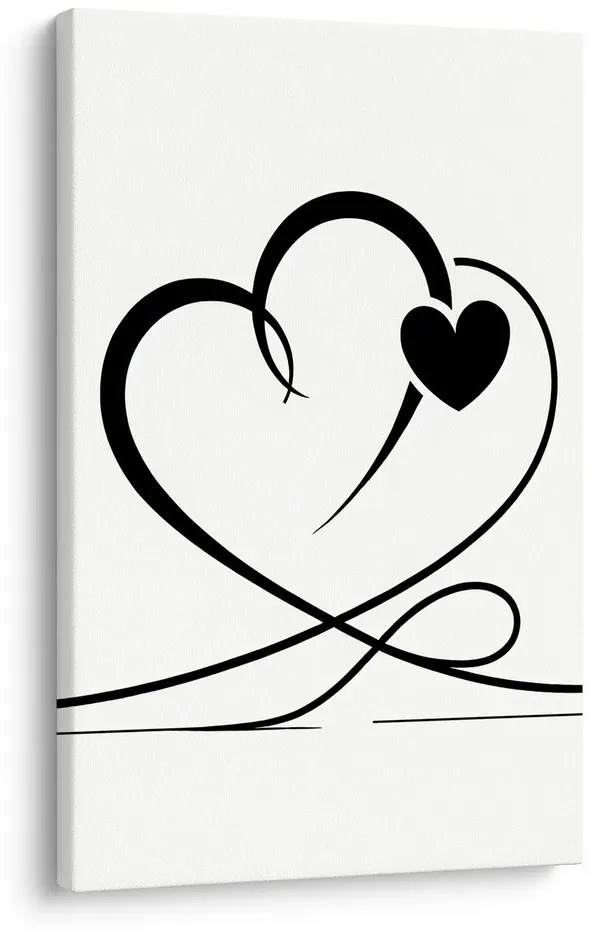 Quadro su tela – Cuori neri minimalisti