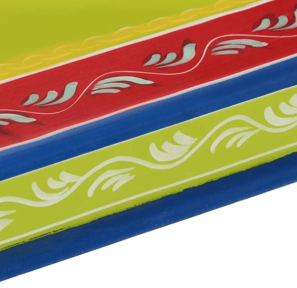 Tavolino salotto verde dipinto a mano legno massello di mango