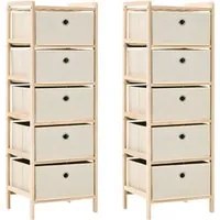 Armadietti 2 pz con 5 Cesti in Tessuto e Legno di Cedro Beige cod mxl 52980